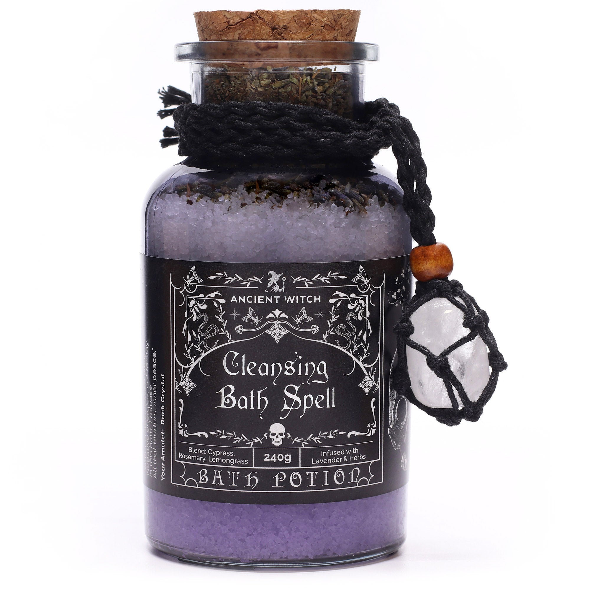 Ancient Witch Cleansing Bath Spell Potion – Badzouten met bergkristal ketting - Opgezette Werelden