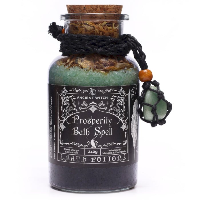 Ancient Witch Prosperity Bath Spell Potion – Badzouten met aventurijn ketting - Opgezette Werelden