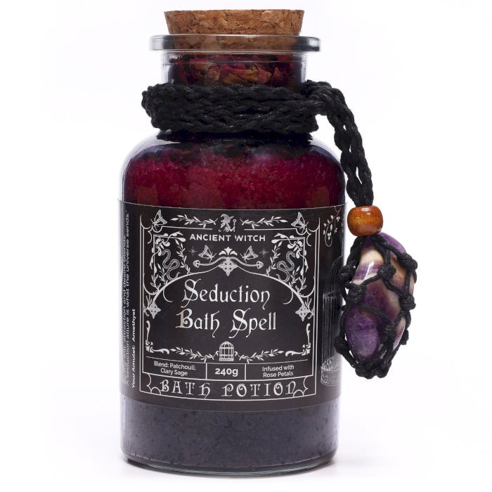 Ancient Witch Seduction Bath Spell Potion – Badzouten met amethist ketting - Opgezette Werelden