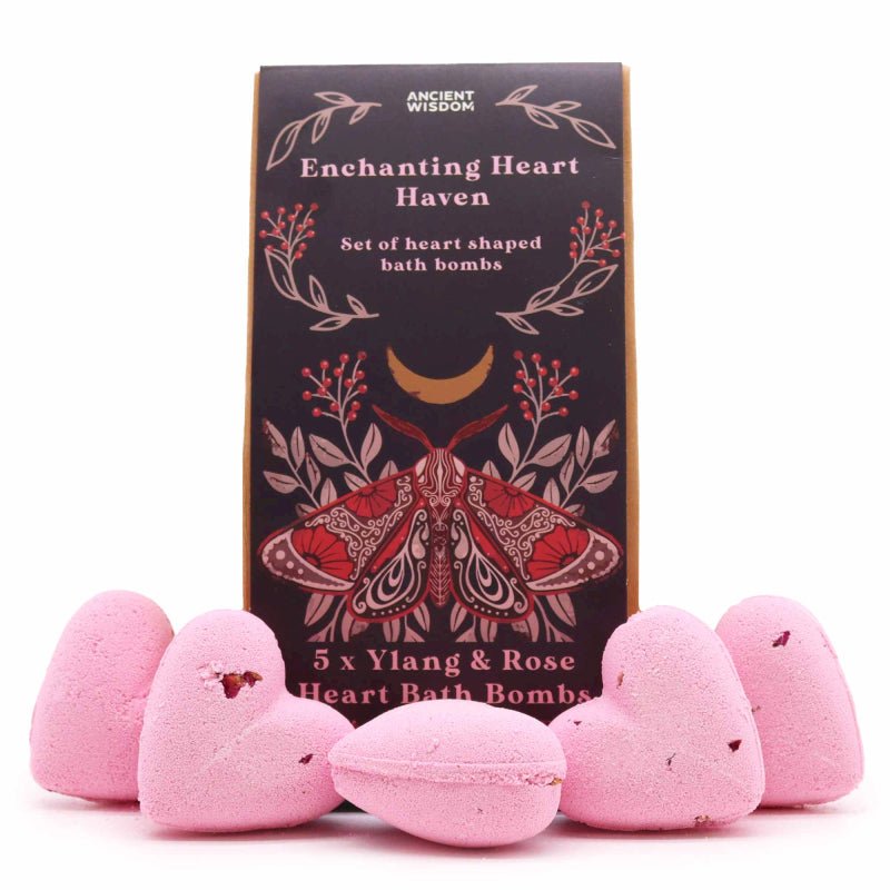 Bath Heart Gift Set – 5 hartvormige badbruisbommen Enchanting Heart Heaven - Opgezette Werelden